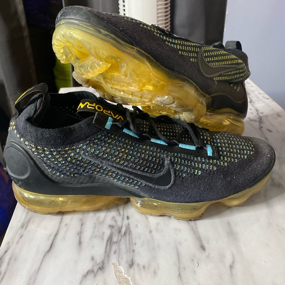 Nike Black and Yellow Flyknit Sneakers